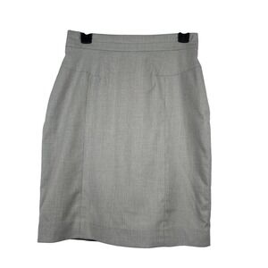 H&M Grey Micro Check High Waist Pencil Skirt Size 8 Professional Workwear Office